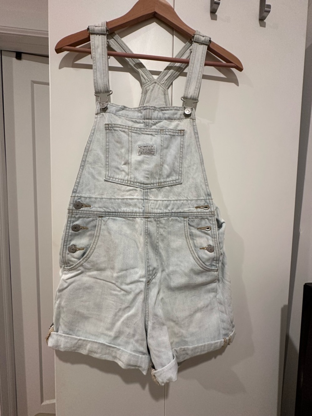 Levi's Light Wash Denim Short Overalls